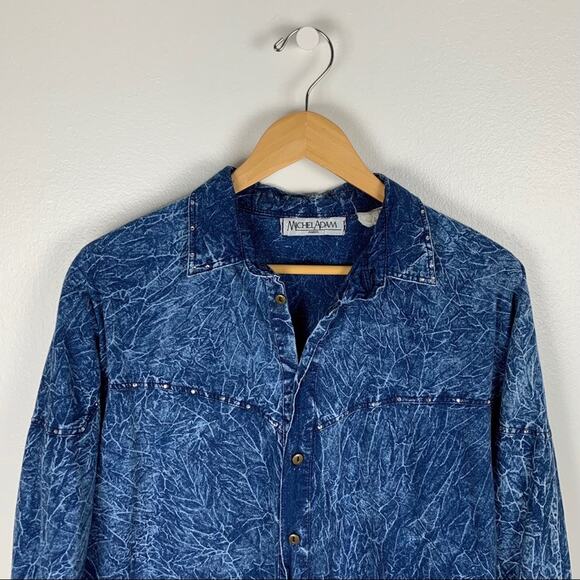 Vintage Michel Adam Acid Wash Rhinestone Top - Picture 4 of 4